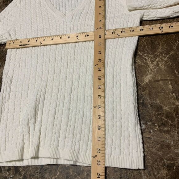 Charter Club Women's Sweater Knit Small Cream Long Sleeve Pullover V Neck - Picture 4 of 10